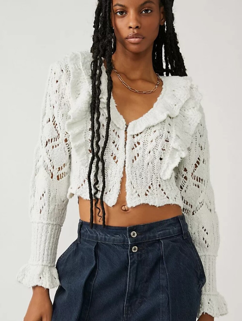 Free People Avery Sweater *Creat Condition * Medium* *White/Celery